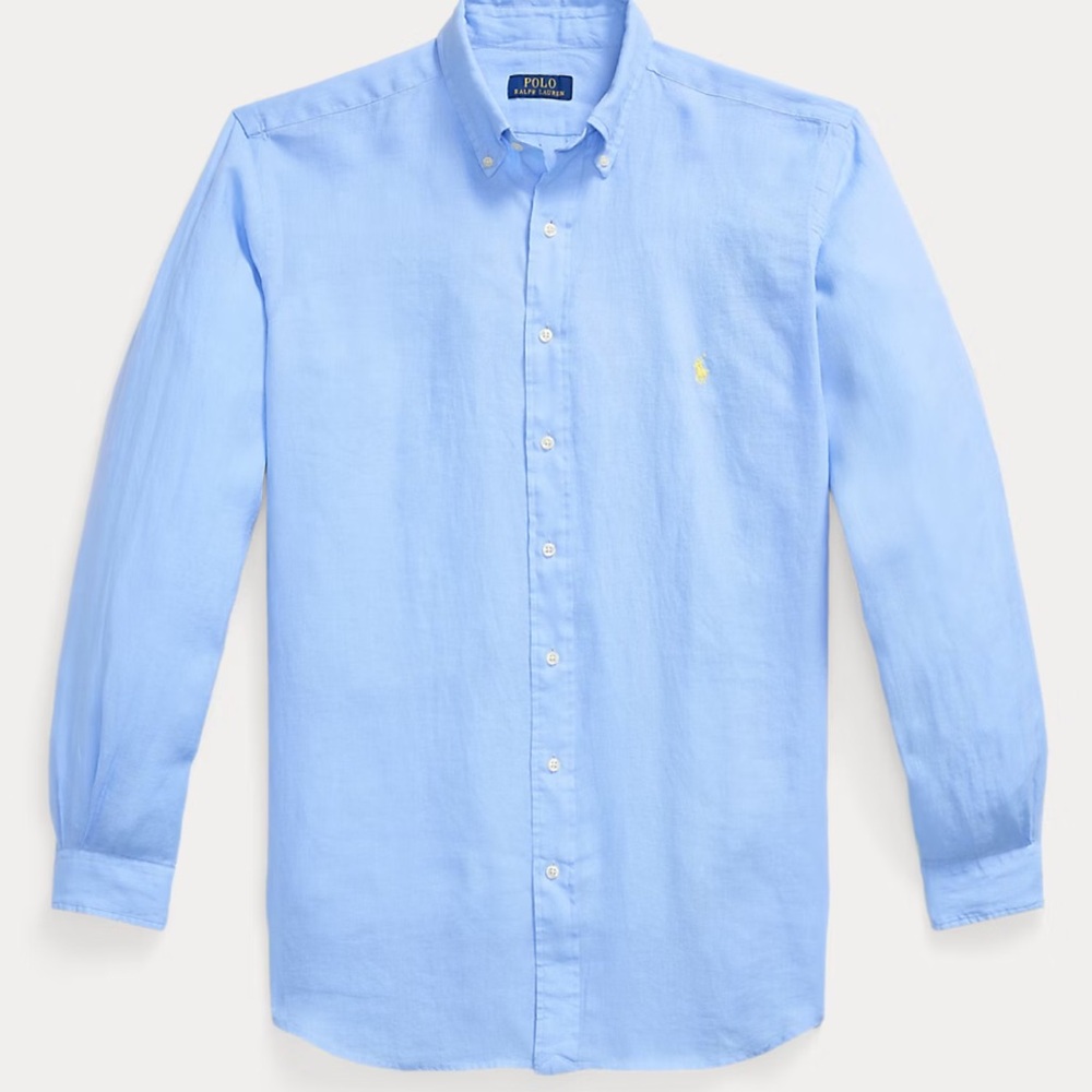 Polo Ralph Lauren men’s light blue linen casual button up shirt sz L nwt